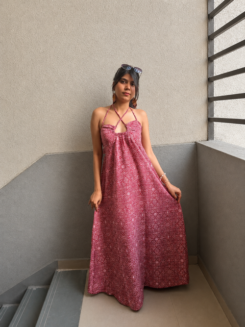 Ajrakh-inspired maxi cotton dress