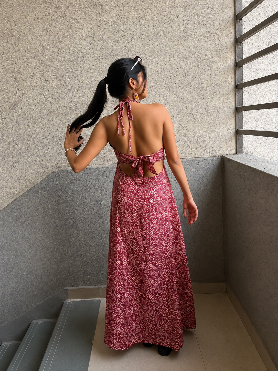 Ajrakh-inspired maxi cotton dress