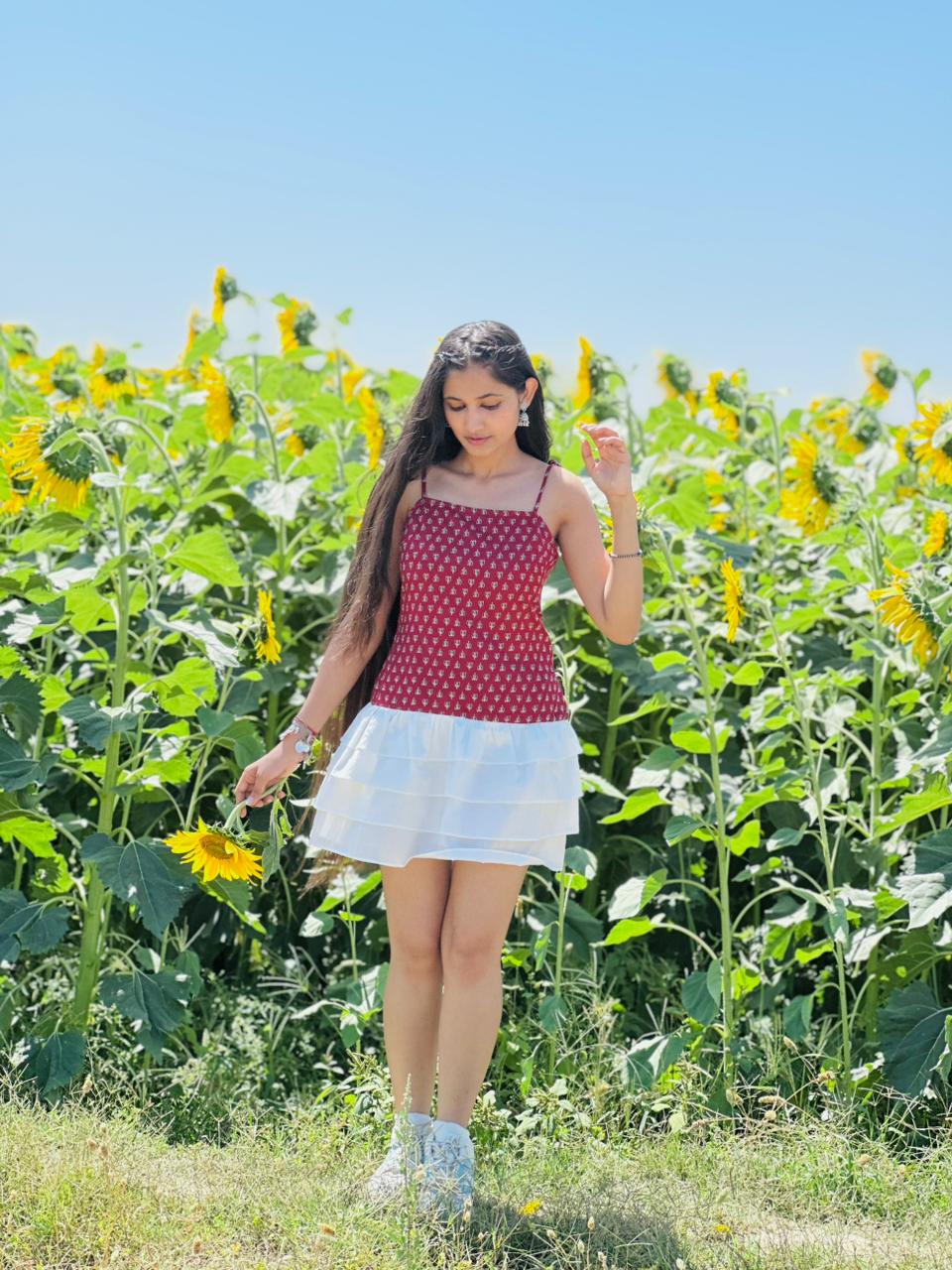 One-piece dress with noodle straps