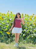 One-piece dress with noodle straps